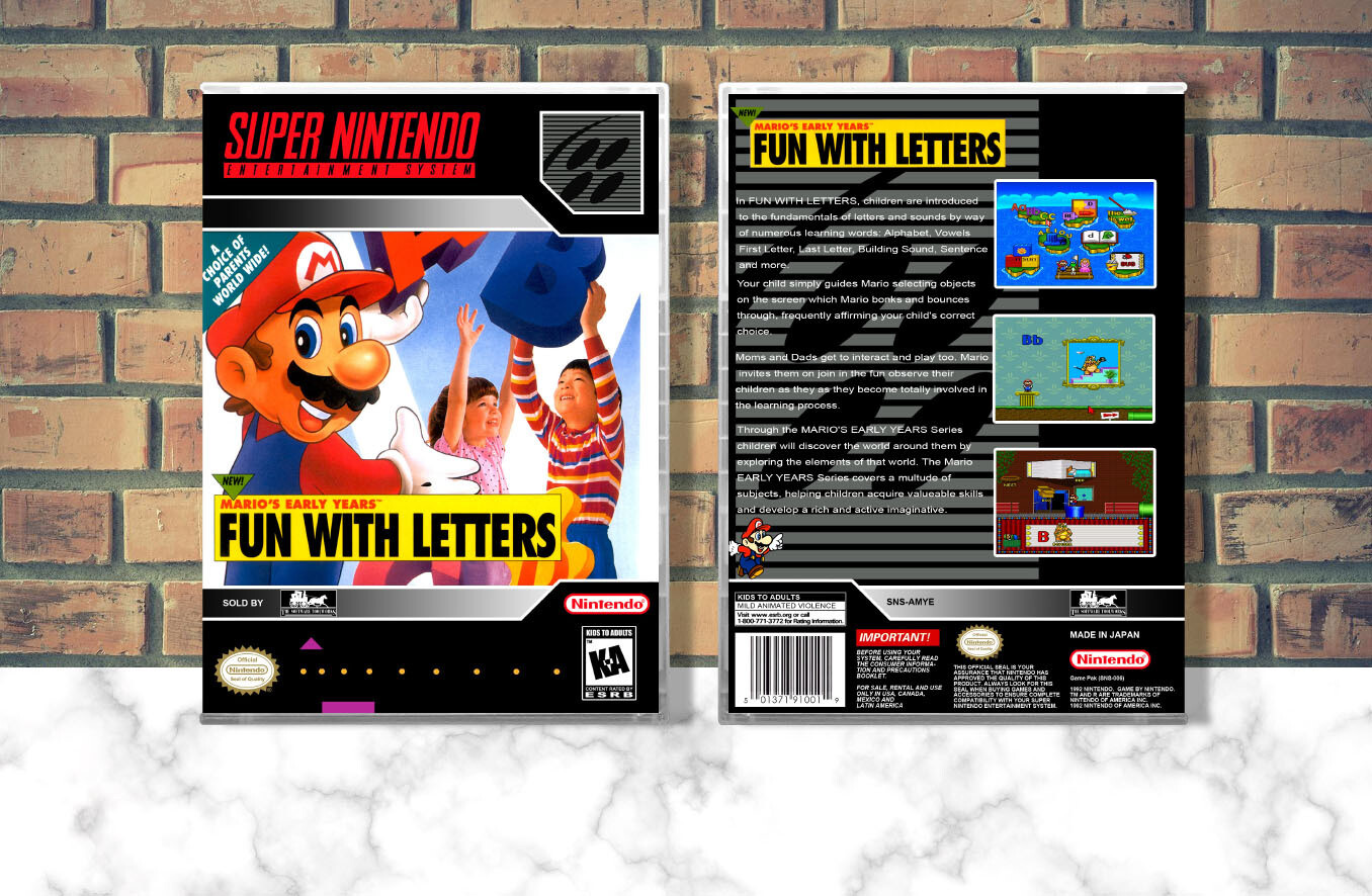 Mario's Early Years! Fun With Letters - SNES Video Game Case
