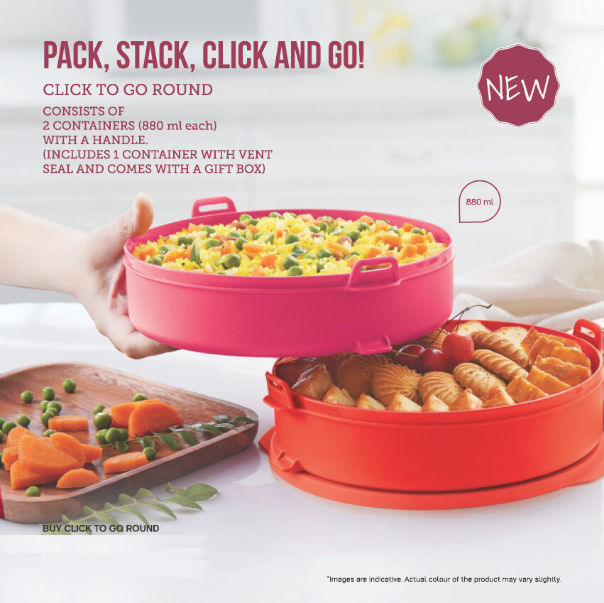 Tupperware Click To Go Round 880ml Set of 2