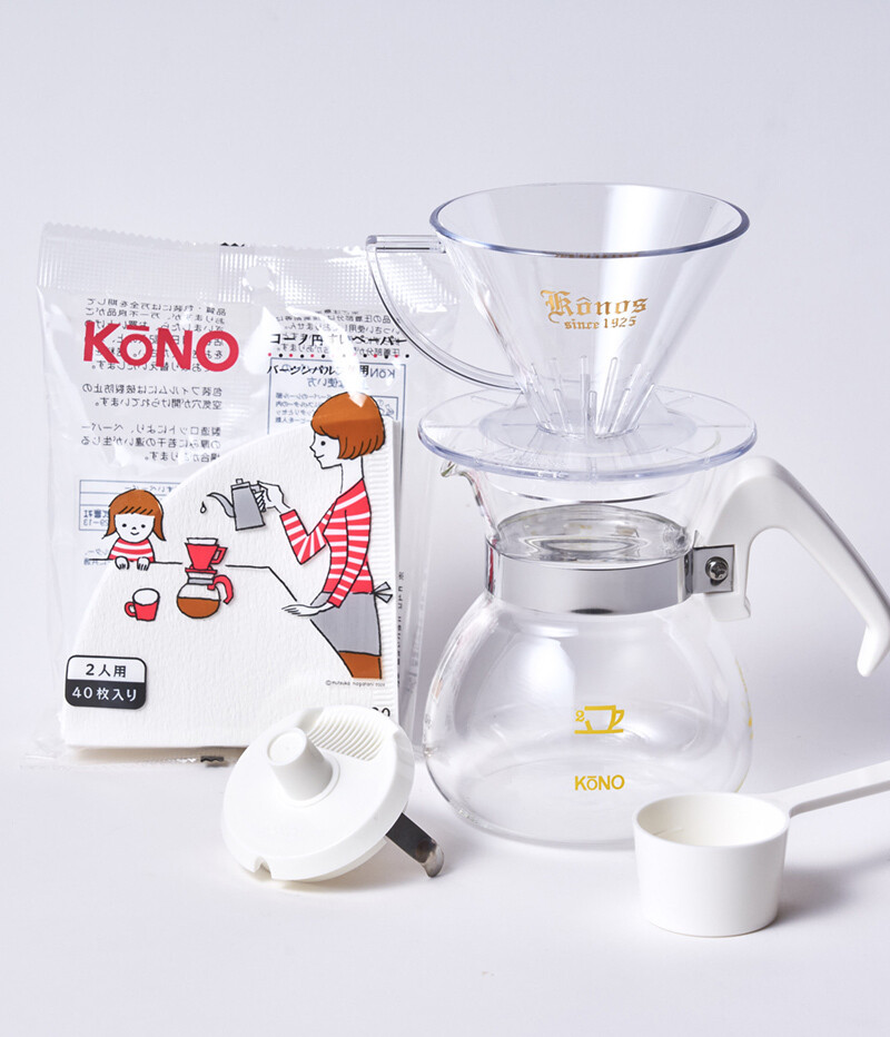 KONO Coffee Dripper Meimon2 (短骨濾杯/白柄下壺) MDK20