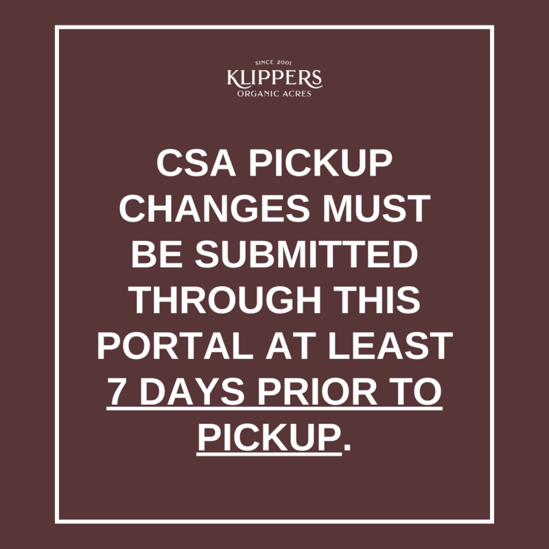 CSA Pickup Changes