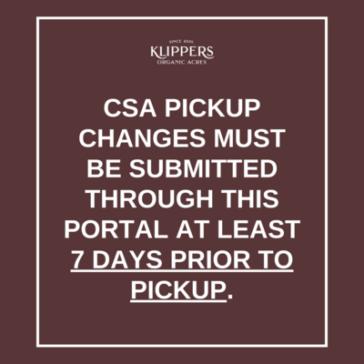 CSA Pickup Changes