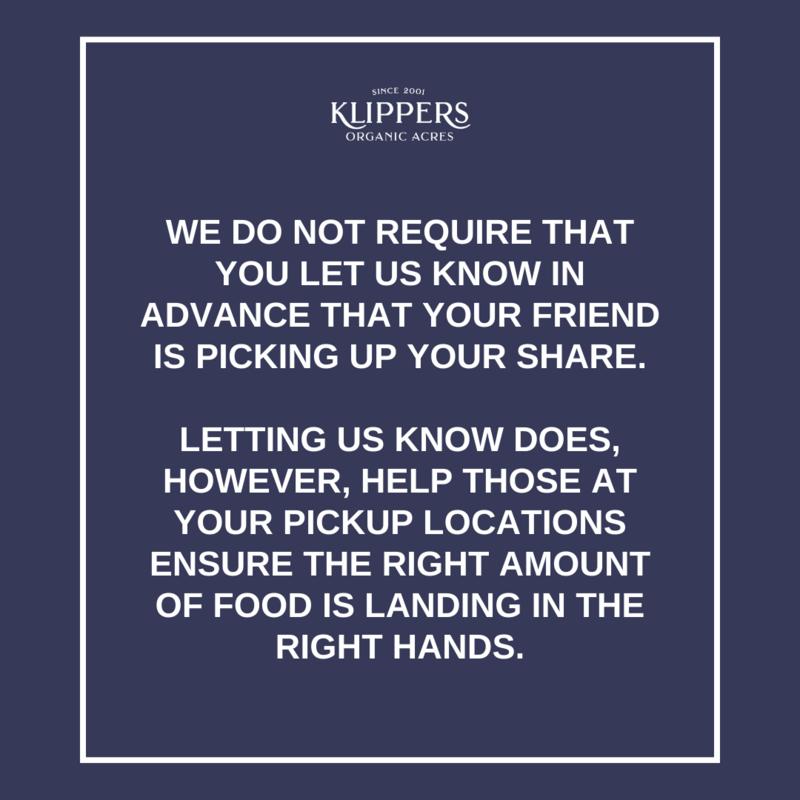 Have a friend pickup your share
