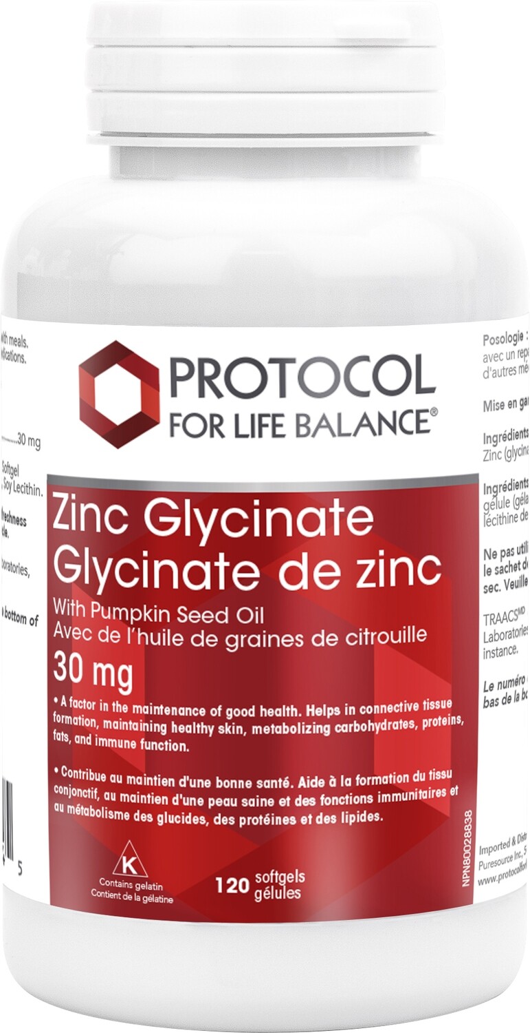 Zinc Glycinate Gels by Protocol for Life Balance