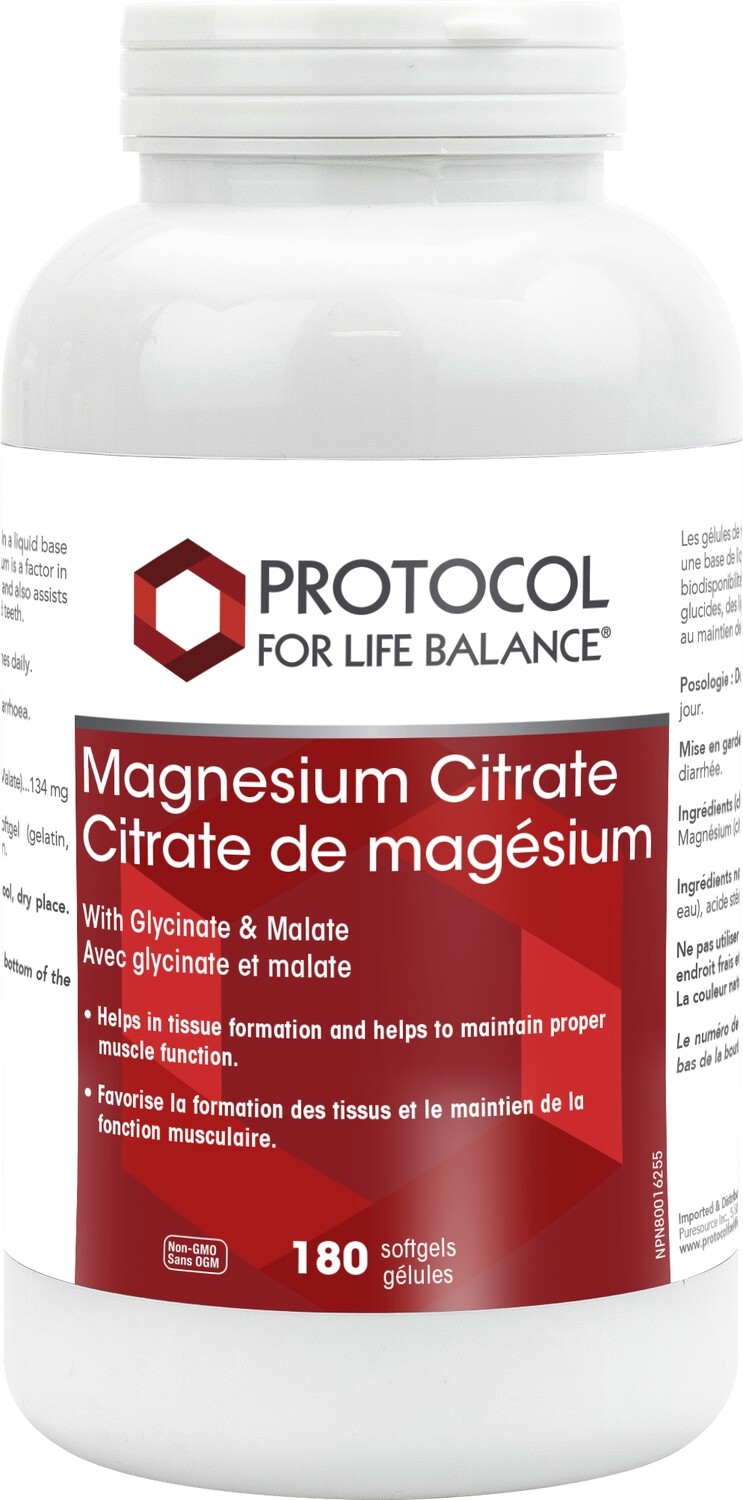 Magnesium Citrate 180 Gels by Protocol for Life Balance