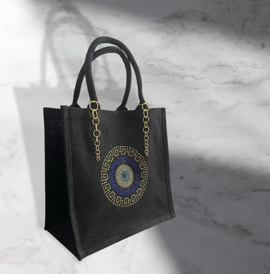 Jute Shopper - evil eye 🧿 strass