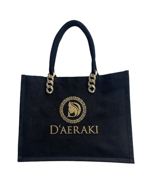 Jute Bag / Shopper / Beach Bag D’aeraki Black n Gold