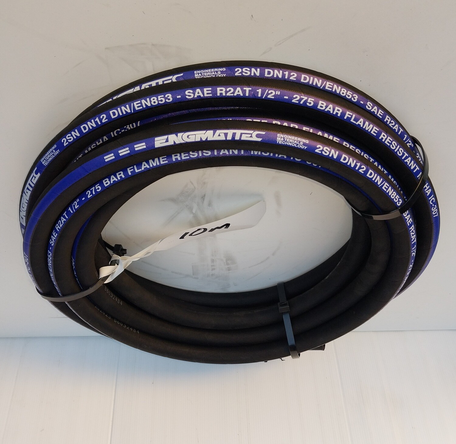 New EngMatTec 1/2" Wire Reinforced Hydraulic Hose 10 m coils to 100m