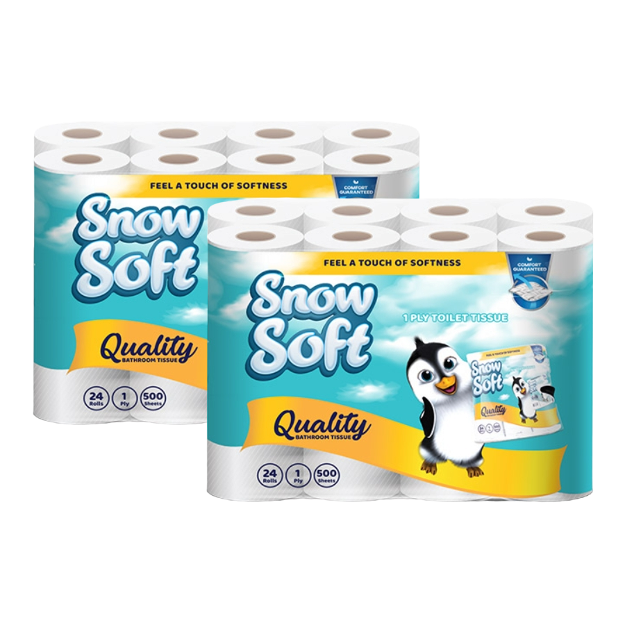 48 Pack SnowSoft Toilet Paper 1 Ply (2 X 24 X 500 Sheets) Supply Partners Online Shopping