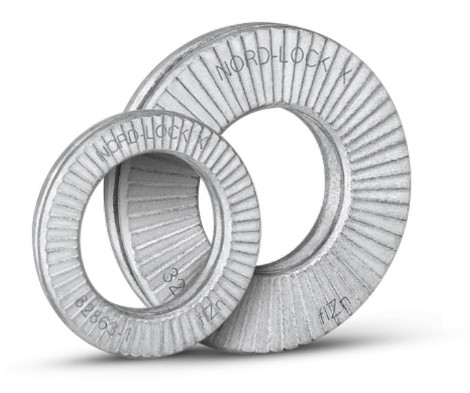 NordLock A4 stainlesssteel wedgelocking washers, Glued