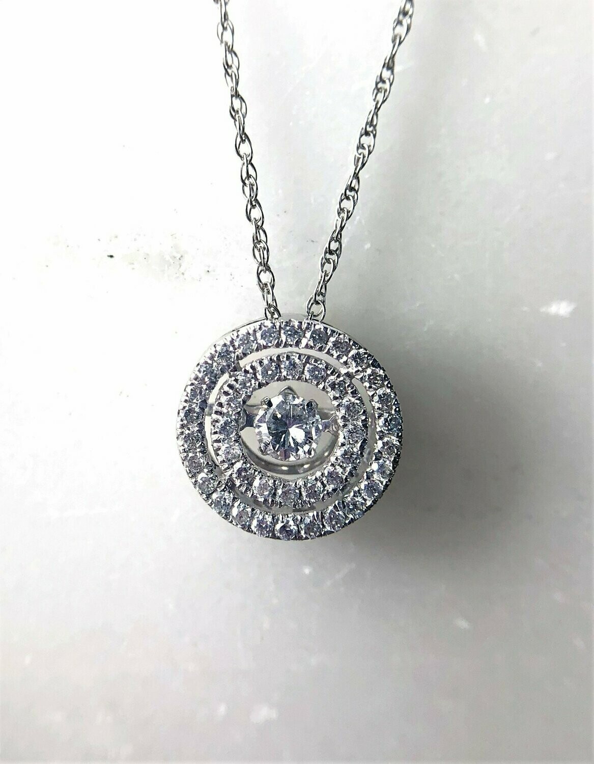 Dancing diamond necklace white gold Clearance