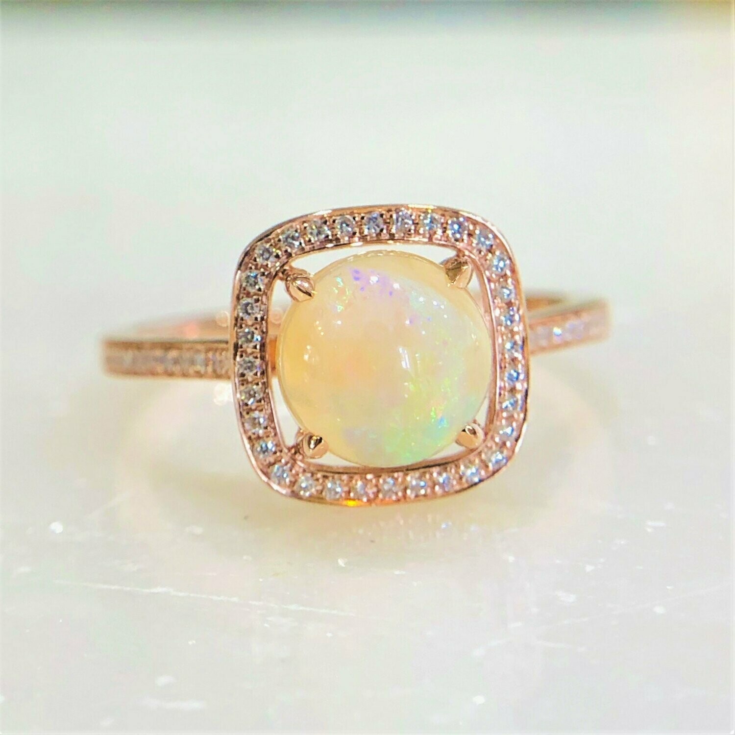 23483217 14k Rose Gold Opal & Diamond Ring