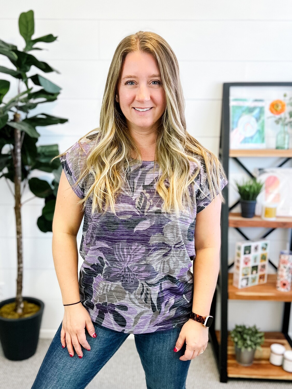 Lilac Floral Short Sleeve Shirt