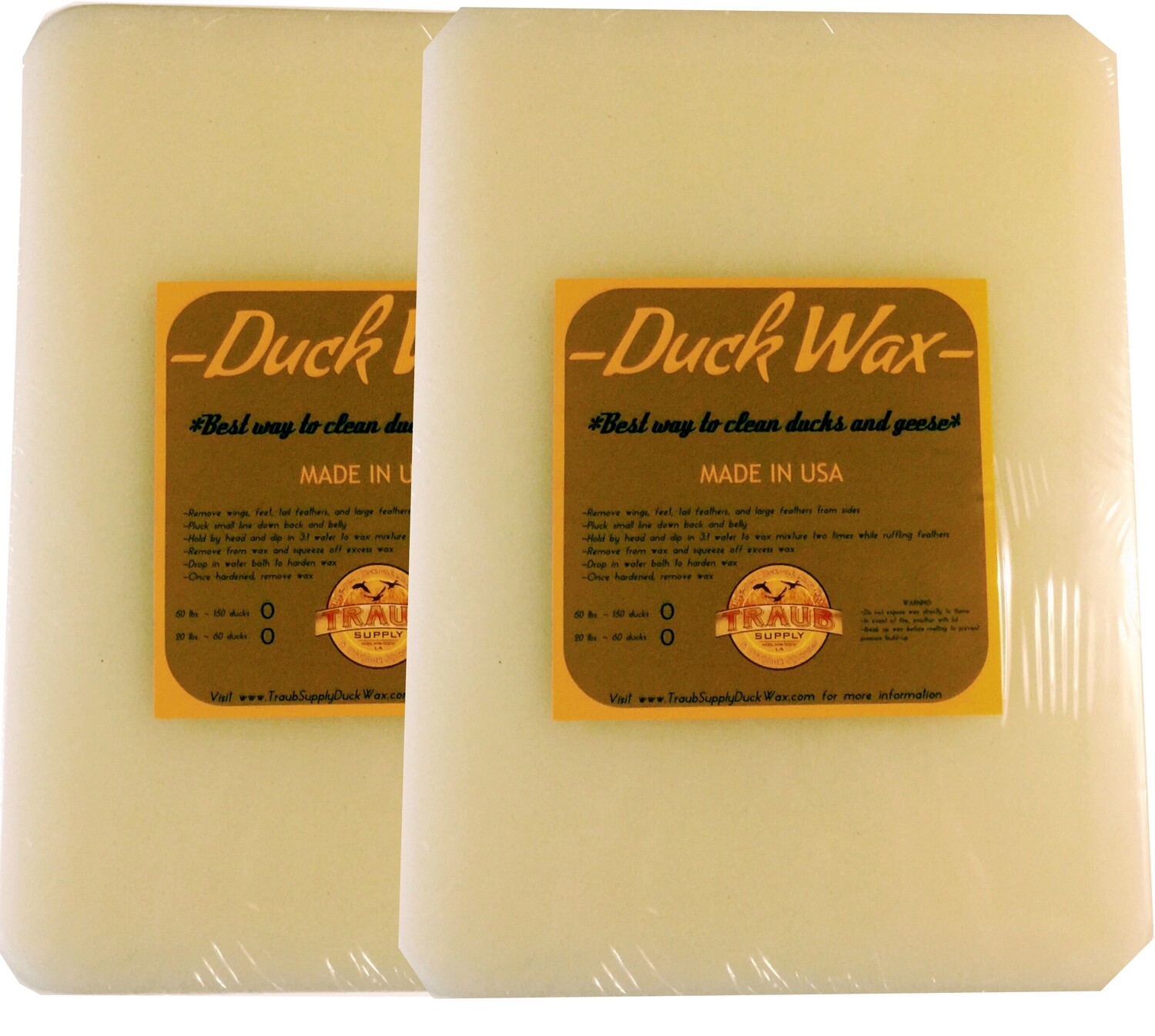 BUY NOW 2 slabs 22 lbs. Wild Duck Wax (CLEANS ABOUT 60 WILD DUCKS) USA ONLY SHIPPING INCLUDED