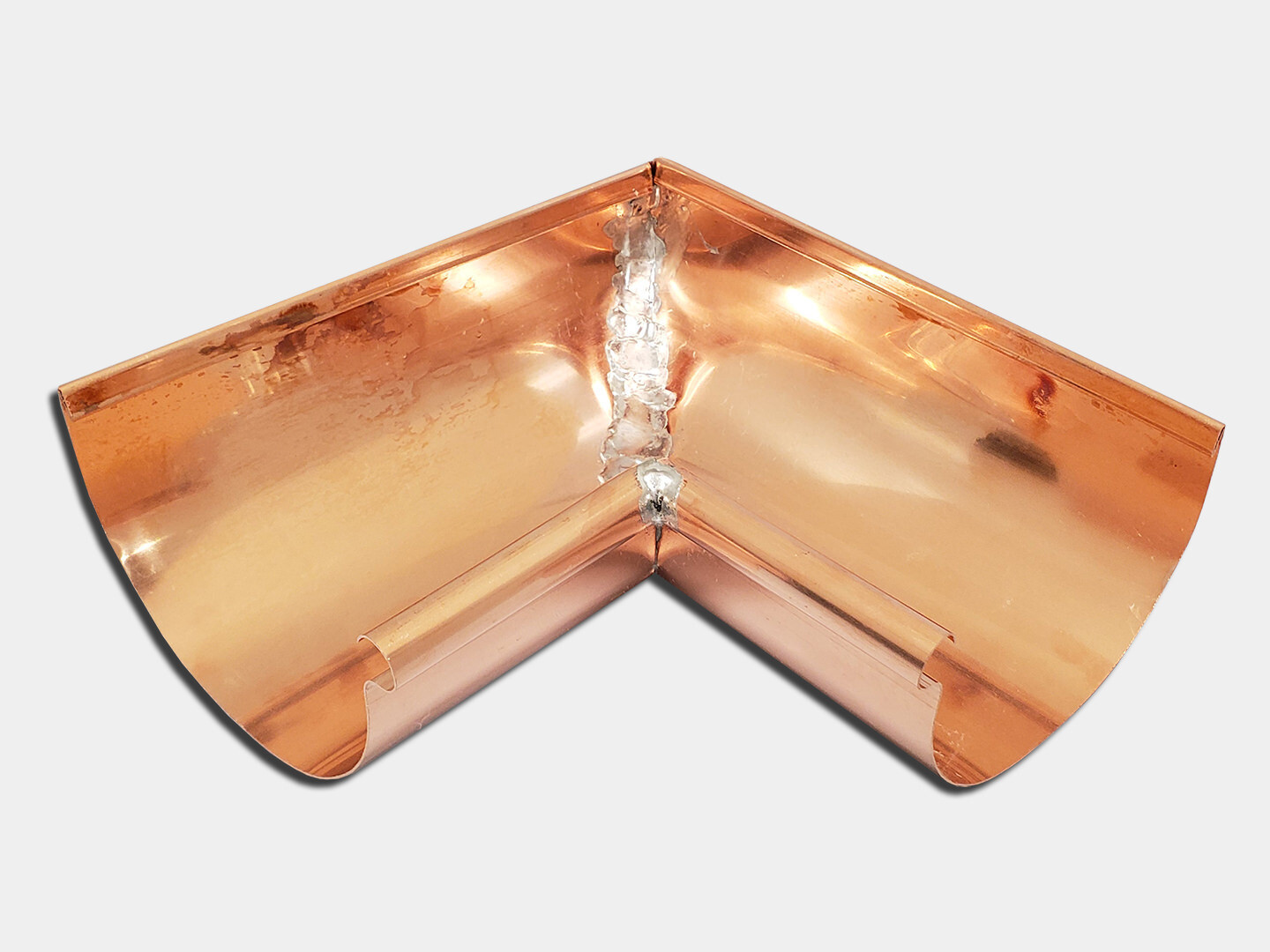 Copper Half Round Gutter Inside Miter Shop K&M Sheet Metal and