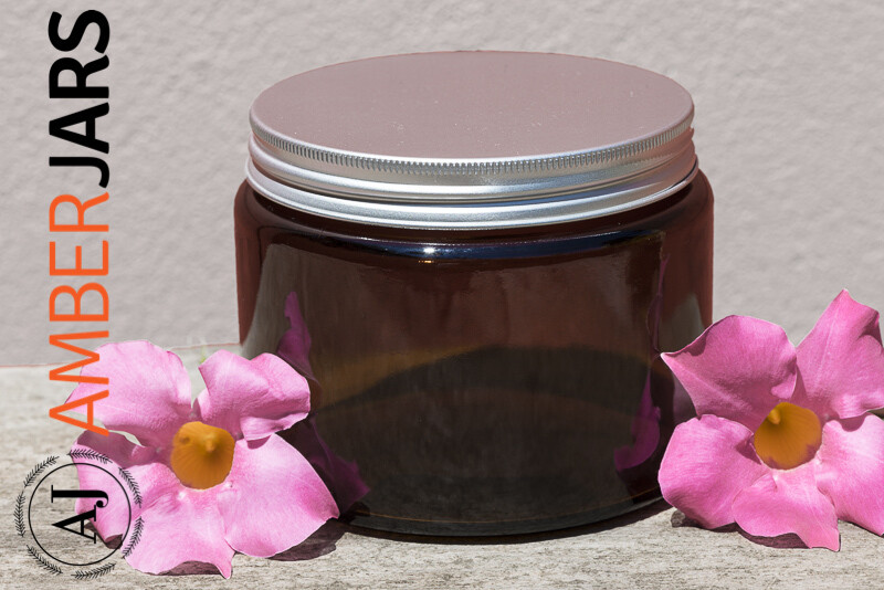 500ml Glass Amber Jars with aluminium Wadded Lid. Amber Glass Jars