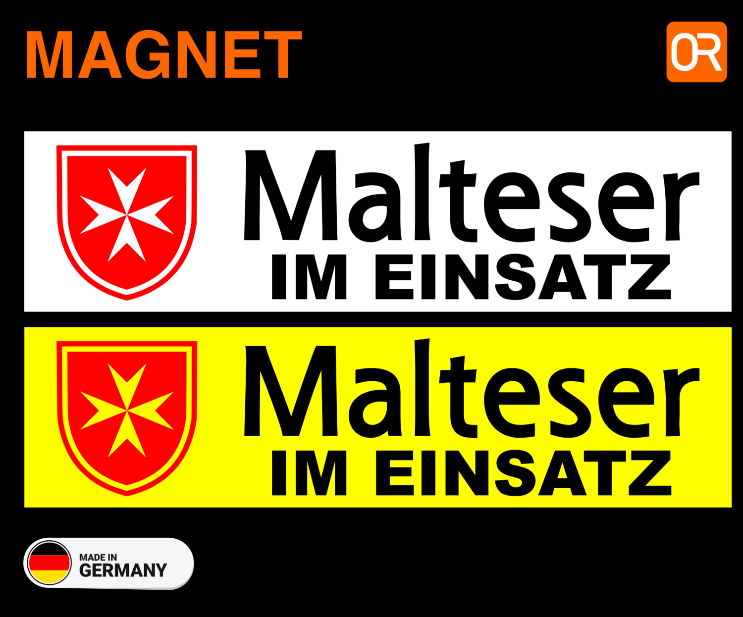 Produktbild von Feuerwehrstore Wendeschild WSB2 Malteser – Einsatzschild Für Sonnenblende, Normal- & Spiegelschrift
