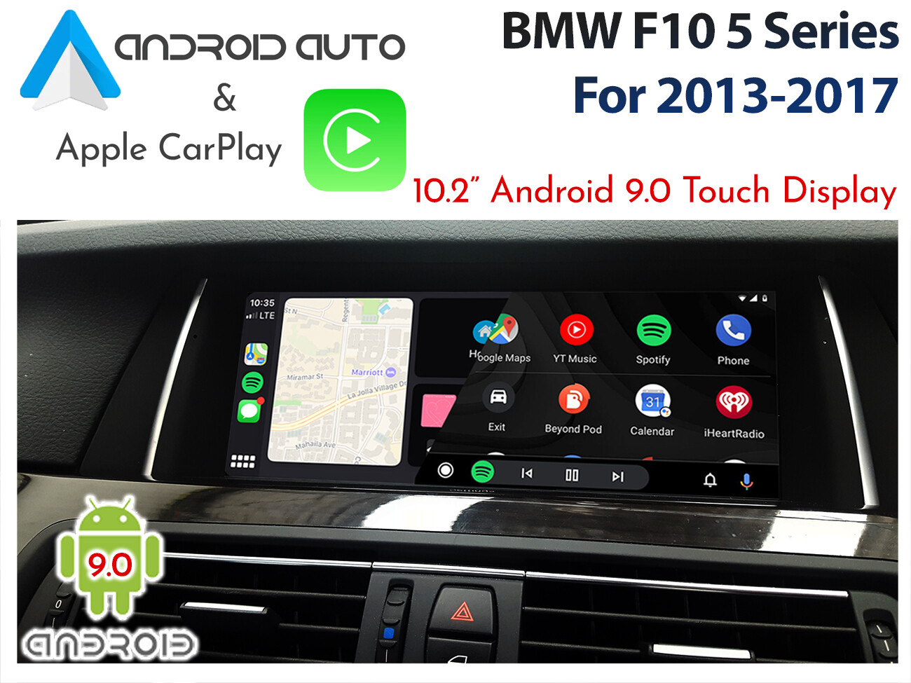 BMW F10 5 Series 10.2" Android 8.1 + Android Auto & Apple CarPlay Touch ...