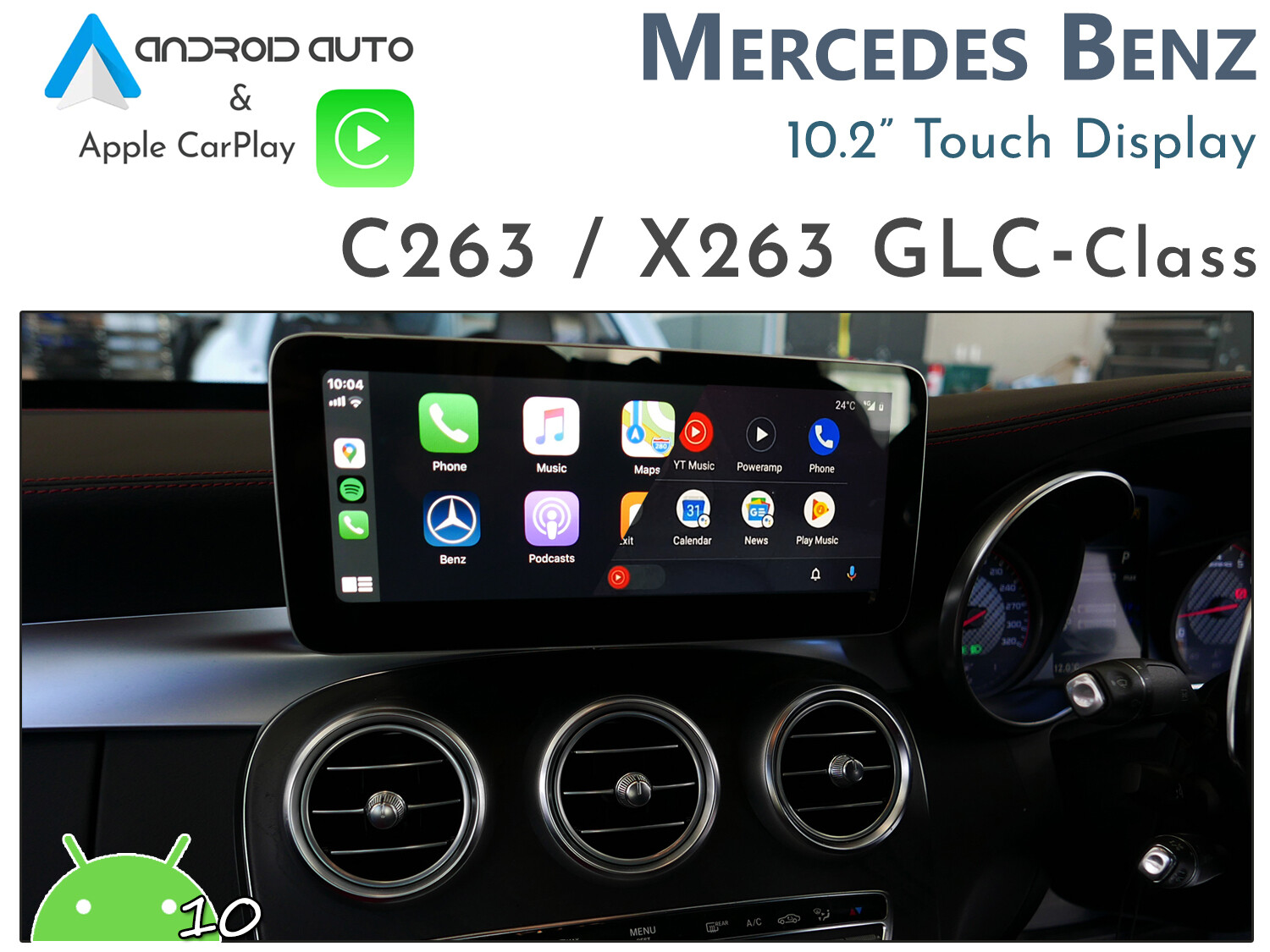 Mercedes Benz GLC 10.25" Apple CarPlay and Android Auto Integrated