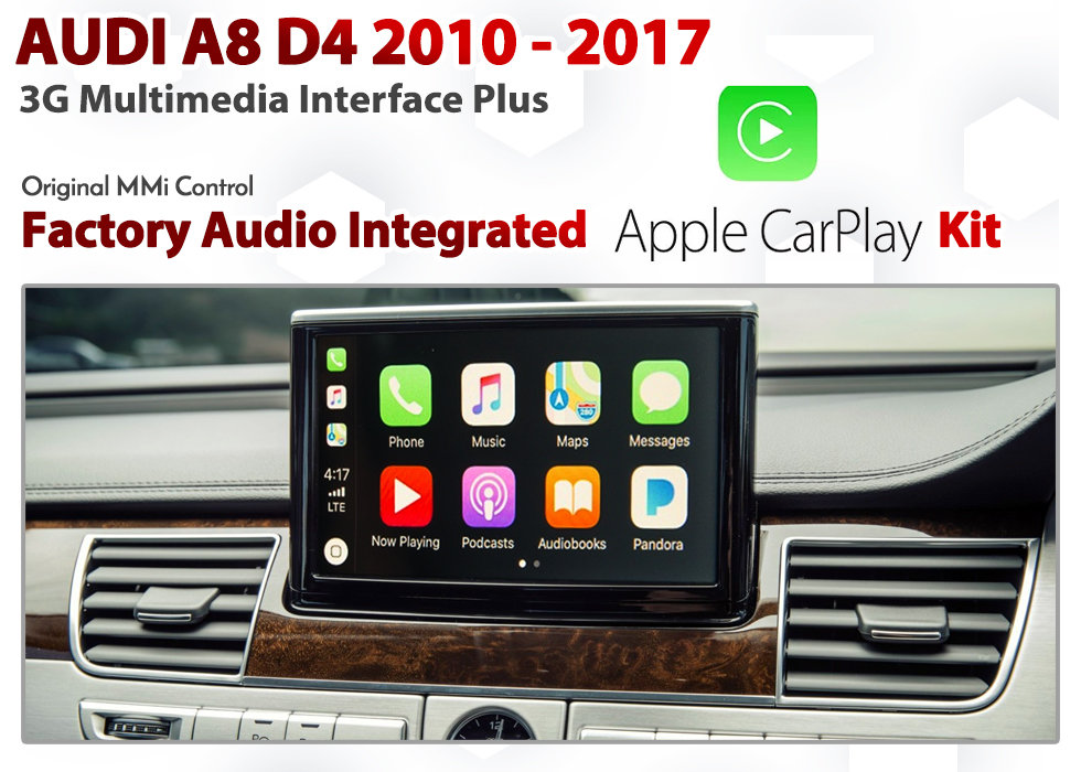 Apple CarPlay for Audi A8 D4 Series 2010 to 2017 3G MMi Plus Audio Integrated Apple CarPlay