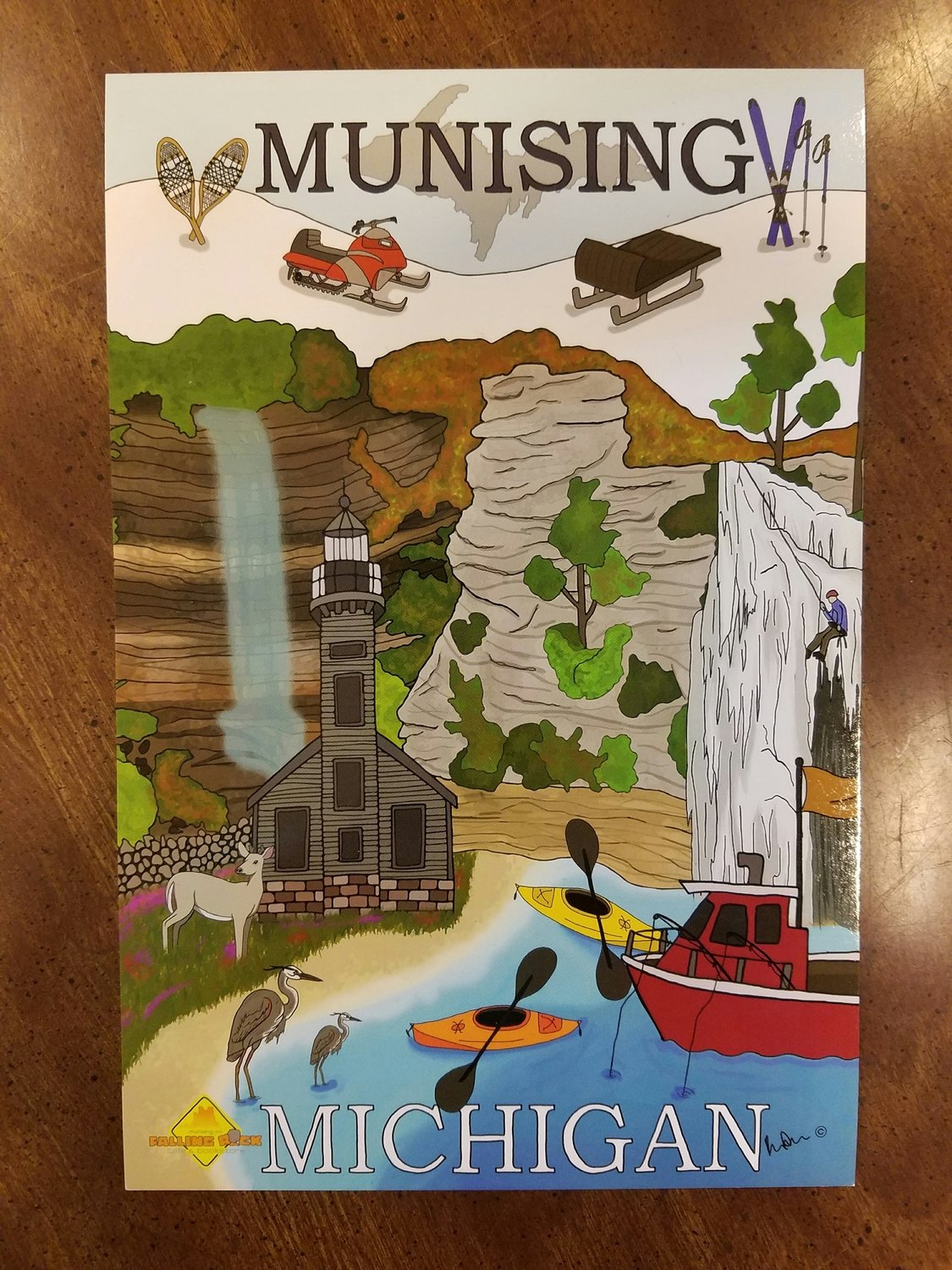 Munising, Michigan Postcard Shop Falling Rock Cafe and Bookstore