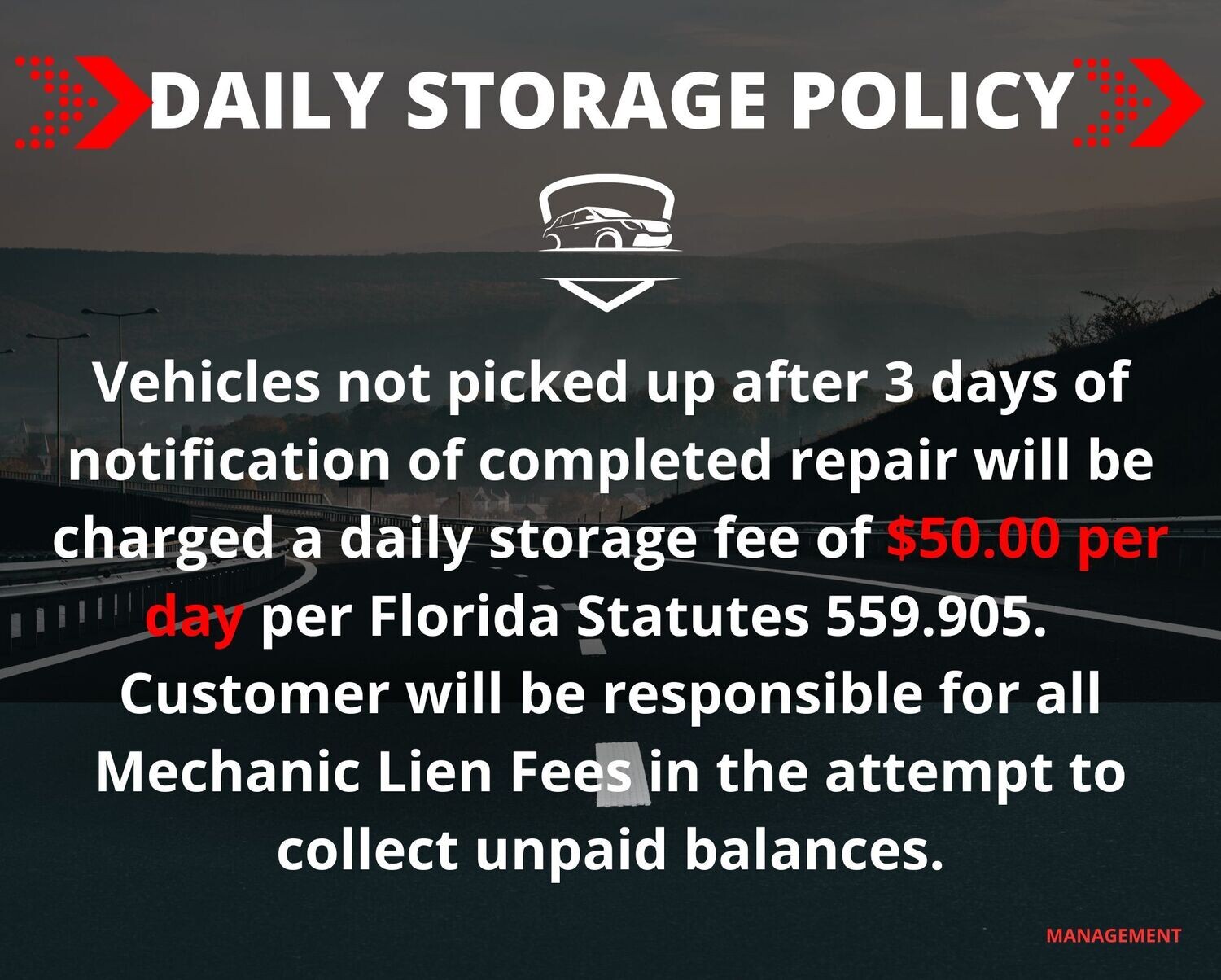 Storage Sign Mechanic and Body Shop Ebooks Southern Title & Lien