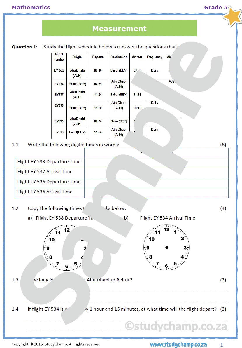 Grade 5 Mathematics Test Mixed Concepts 5 Grade 5 mathematics test mixed concepts 5