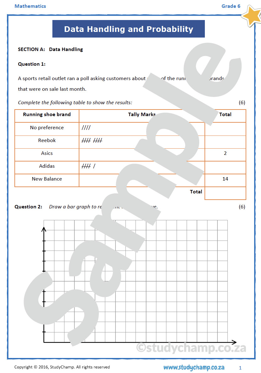 Grade 6 Maths Test Data handling and Probability