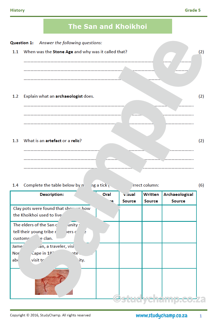 Grade 5 History Test San and Khoikhoi
