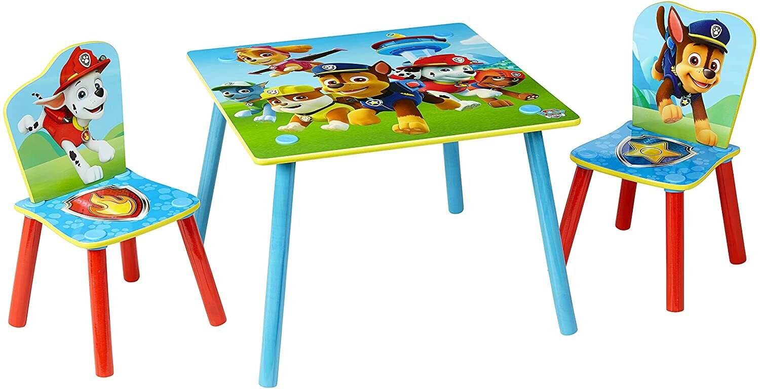 Ensemble Table + 2 Chaises Enfant Super Girl & Super Cat – Rose MDF Bois Solide