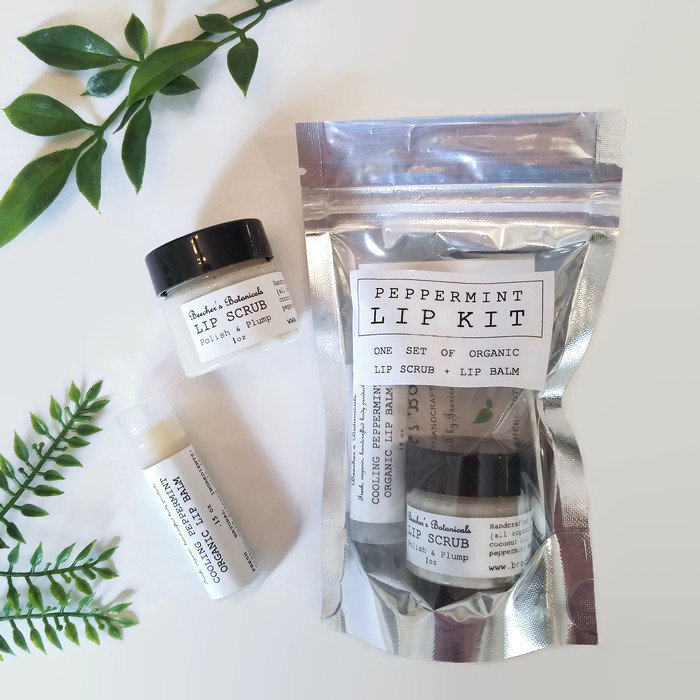 PEPPERMINT LIP SCRUB + LIP BALM SET Organic