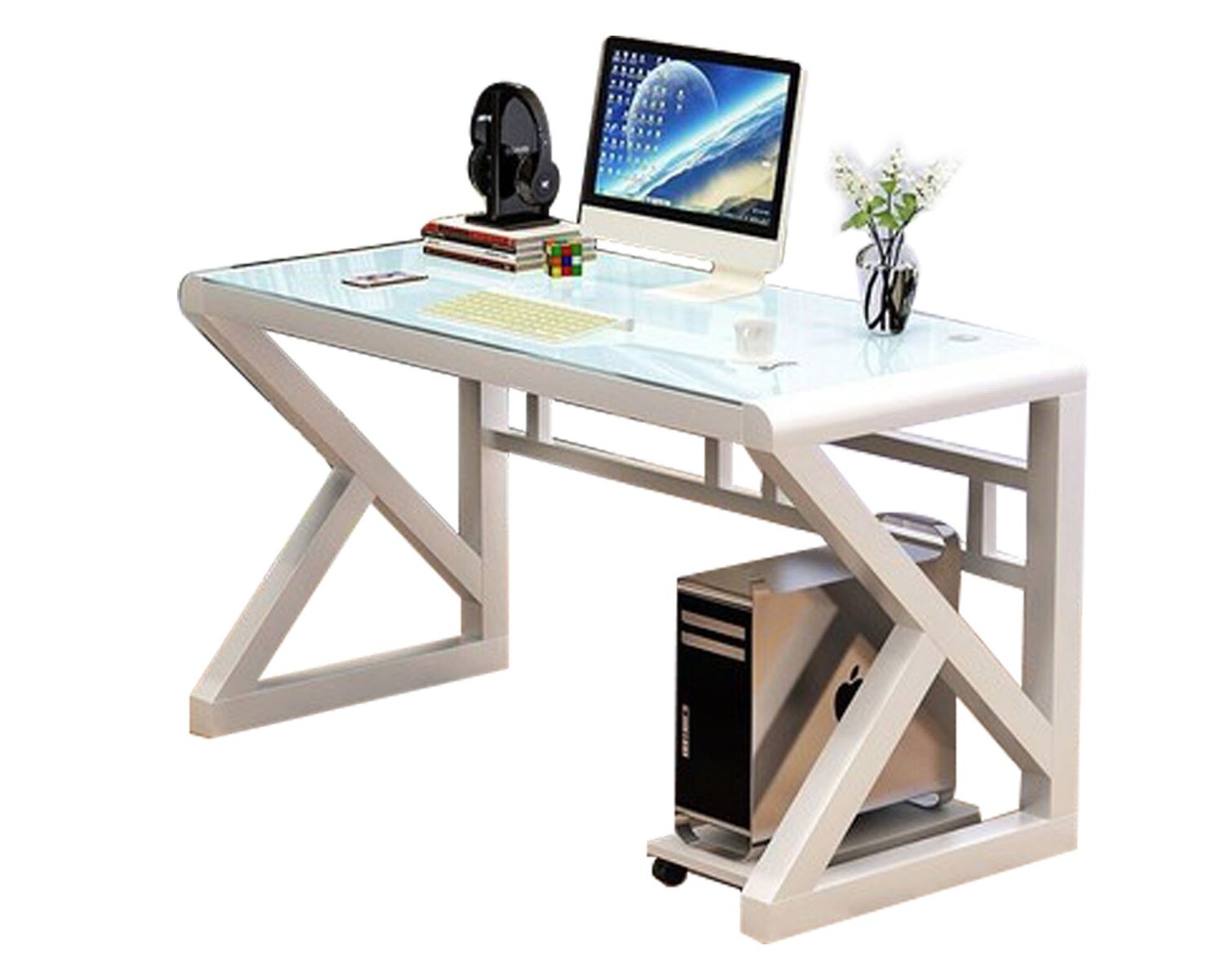 Ofix 601 (120x60) Glass Desk (Black, White)