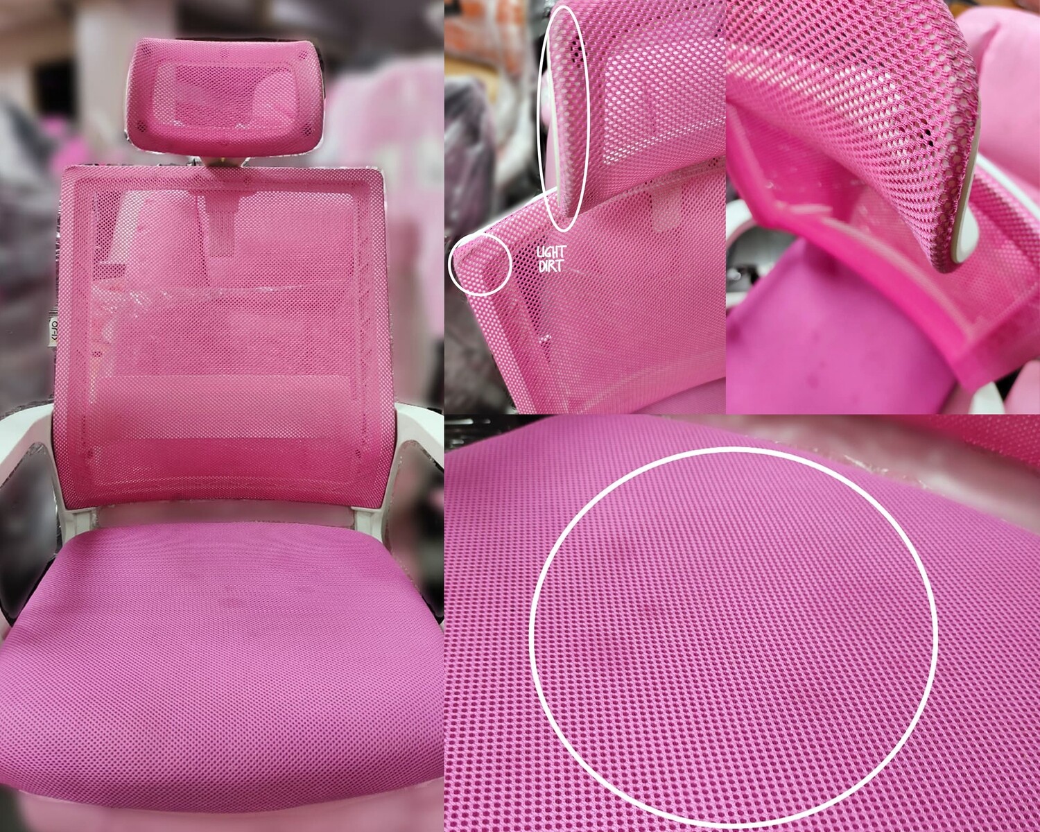 (Sale) Ofix Deluxe45/ 45W High Back Mesh Chair (Pink+White) (Dents/Stains)