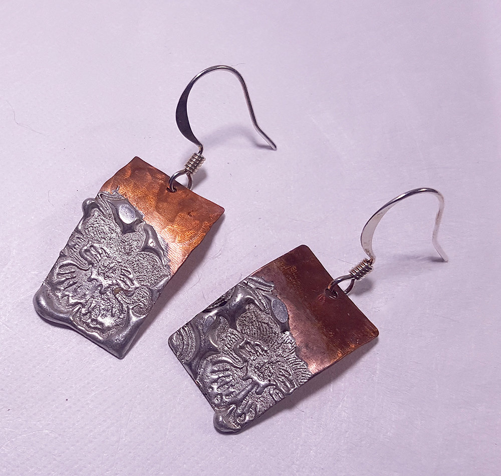Copper Solder Stamped Earrings Set 6