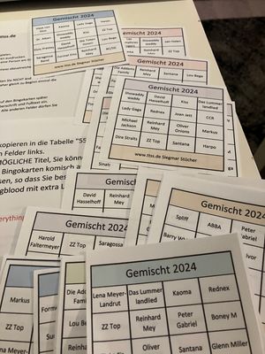 Bingokarten Gemischte Musik per Post - 90 Karten