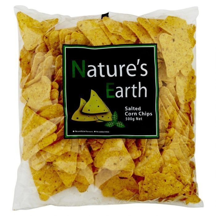 SALTED CORN CHIPS NATURES EARTH (500G)