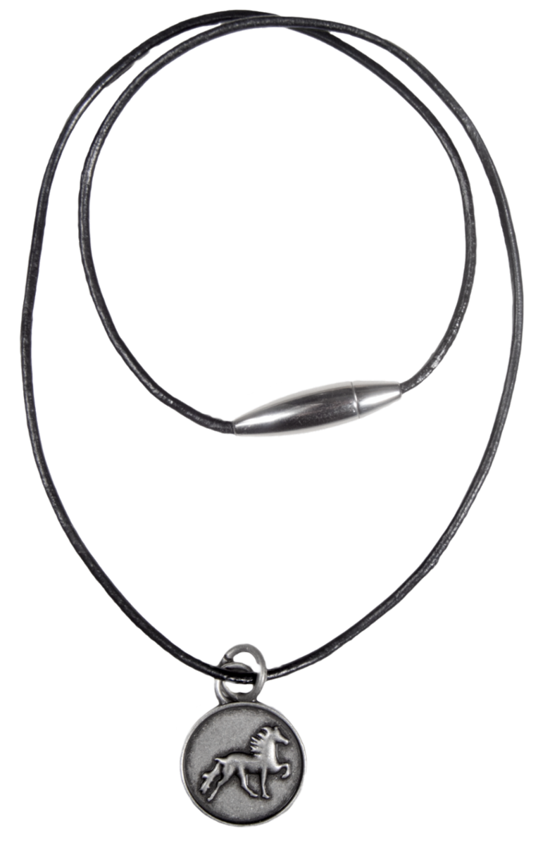 Karlslund Leather Necklace w/Rustic Icelandic Horse