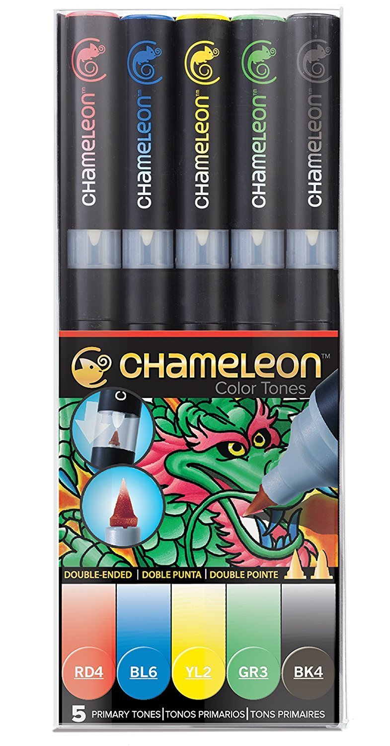 Chameleon Color Tones Pen Set – 5 Alkohol-Marker Für Farbverläufe & Schattierungen | Mit Mixing Chamber