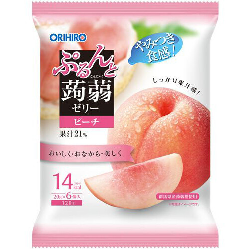 Orihiro "Purunto Konnyaku Jelly, Peach flavor" Konjac Fruits Jelly, 20g