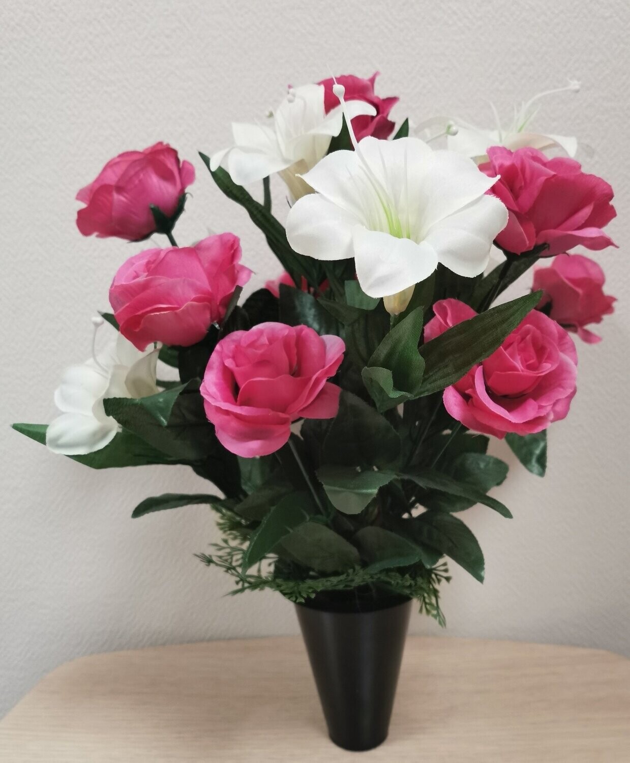 Bouquet de Patients Dorés, Verts et Bl 192. Fleurs en Satin Artificielles, Strass, en Clip, pour Mariage, 24cm  320