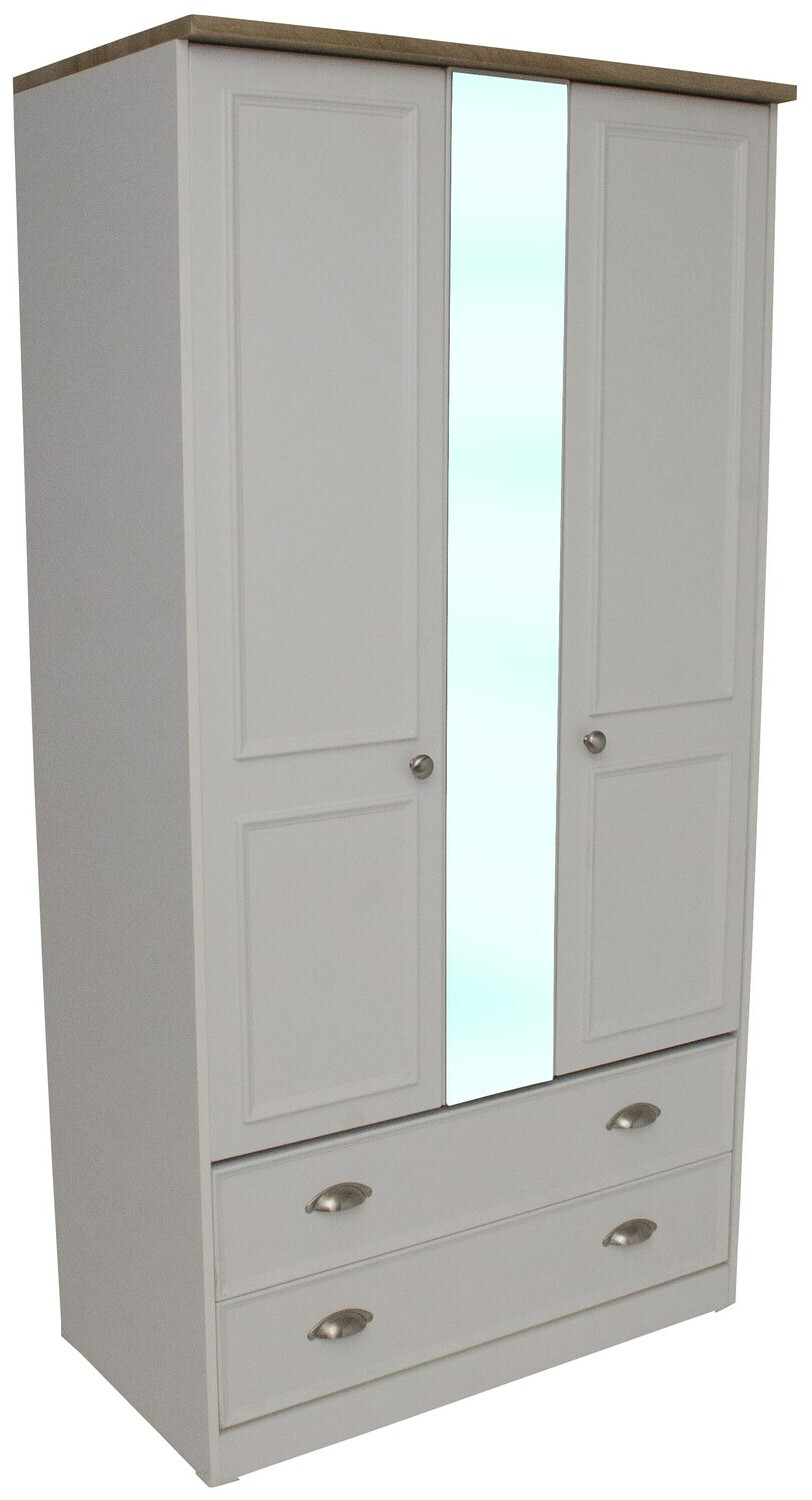 Heritage 3ft Two Drawer Wardrobe Charcoal Grey White Caffreys