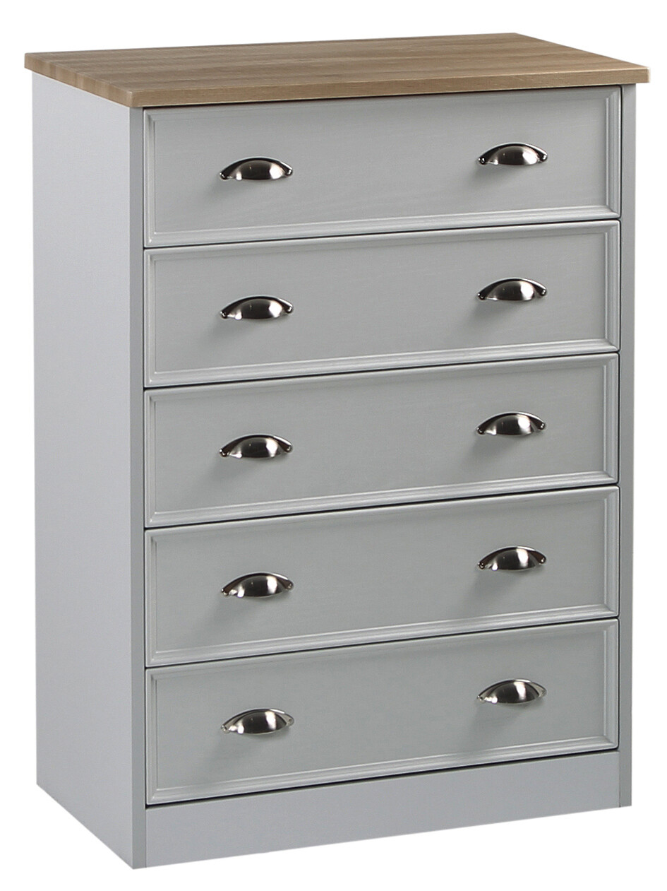 Heritage 5 Drawer Chest Charcoal Grey White Caffreys Furniture