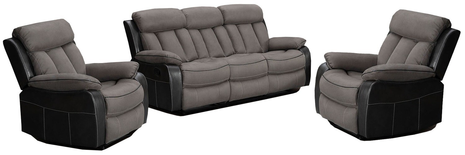 Merrion 3+1+1 Seater Reclining Sofa Set Two Tone Grey Caffrey's