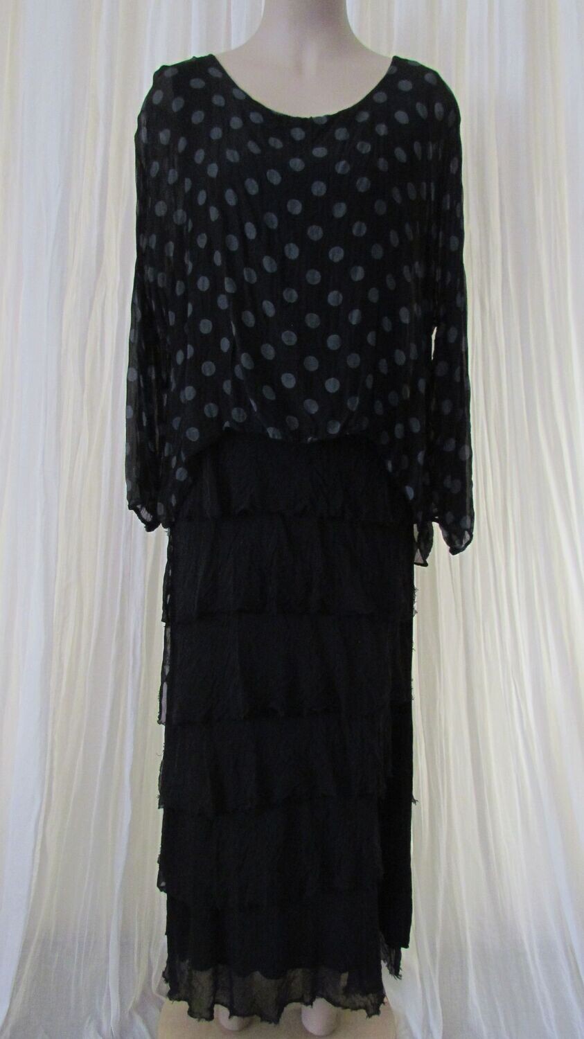 Black Silk Jacquard Tiered Dress main image 1