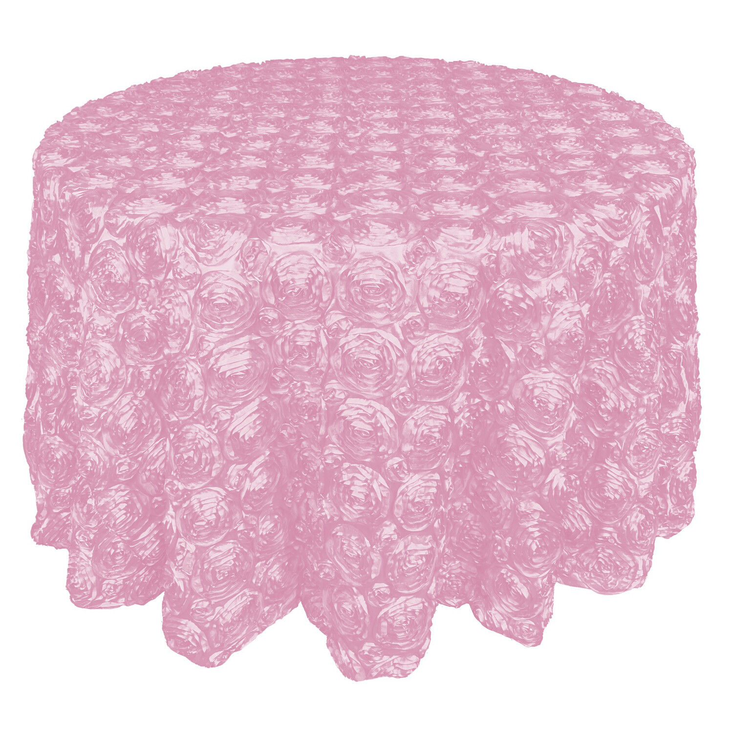 Light Pink Rosette Tablecloth Rental | AM Linen Rental - Show Now