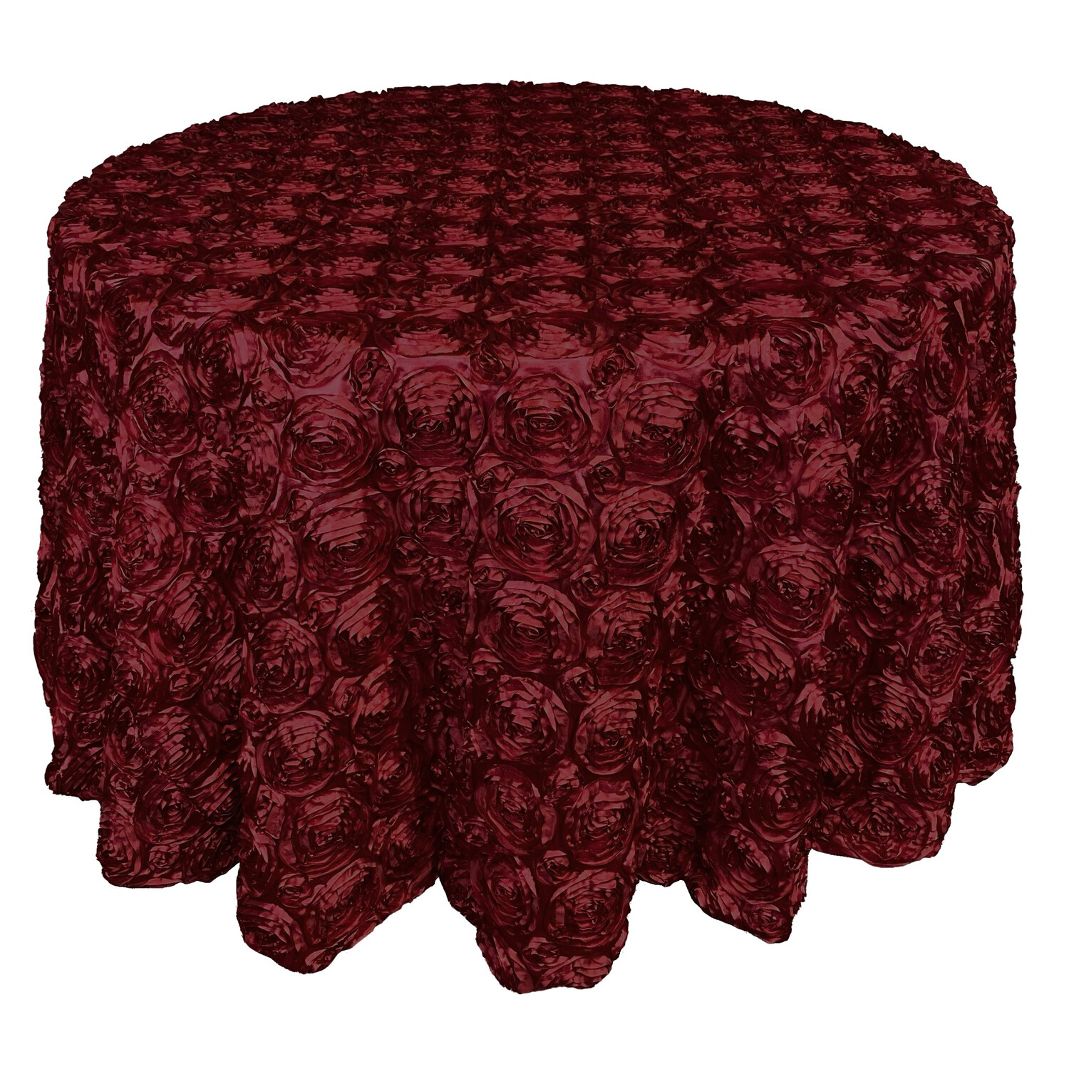 Burgundy Rosette Tablecloth Rental AM Linen Rental Show Now