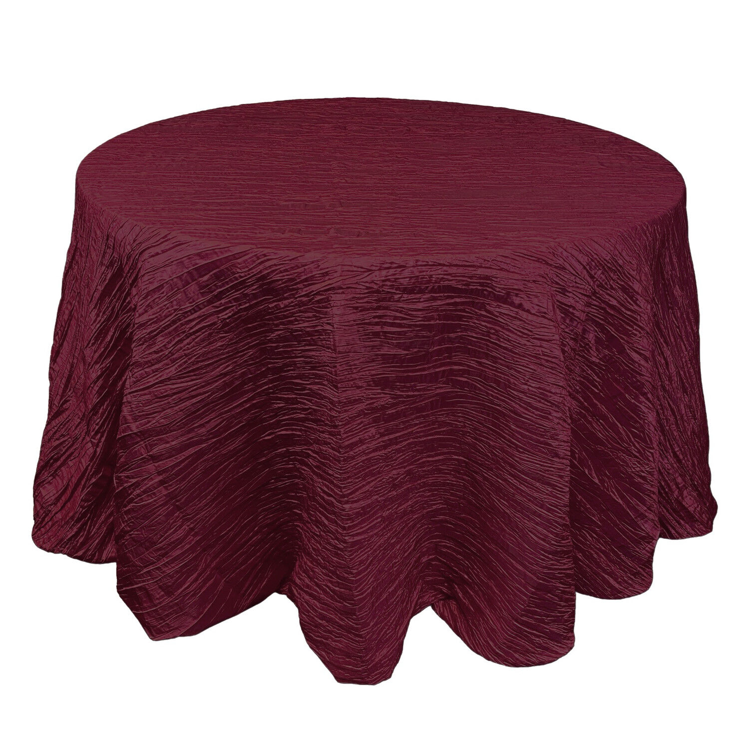 Burgundy Crinkle Taffeta Linens Show Now Tablecloth Rental AM