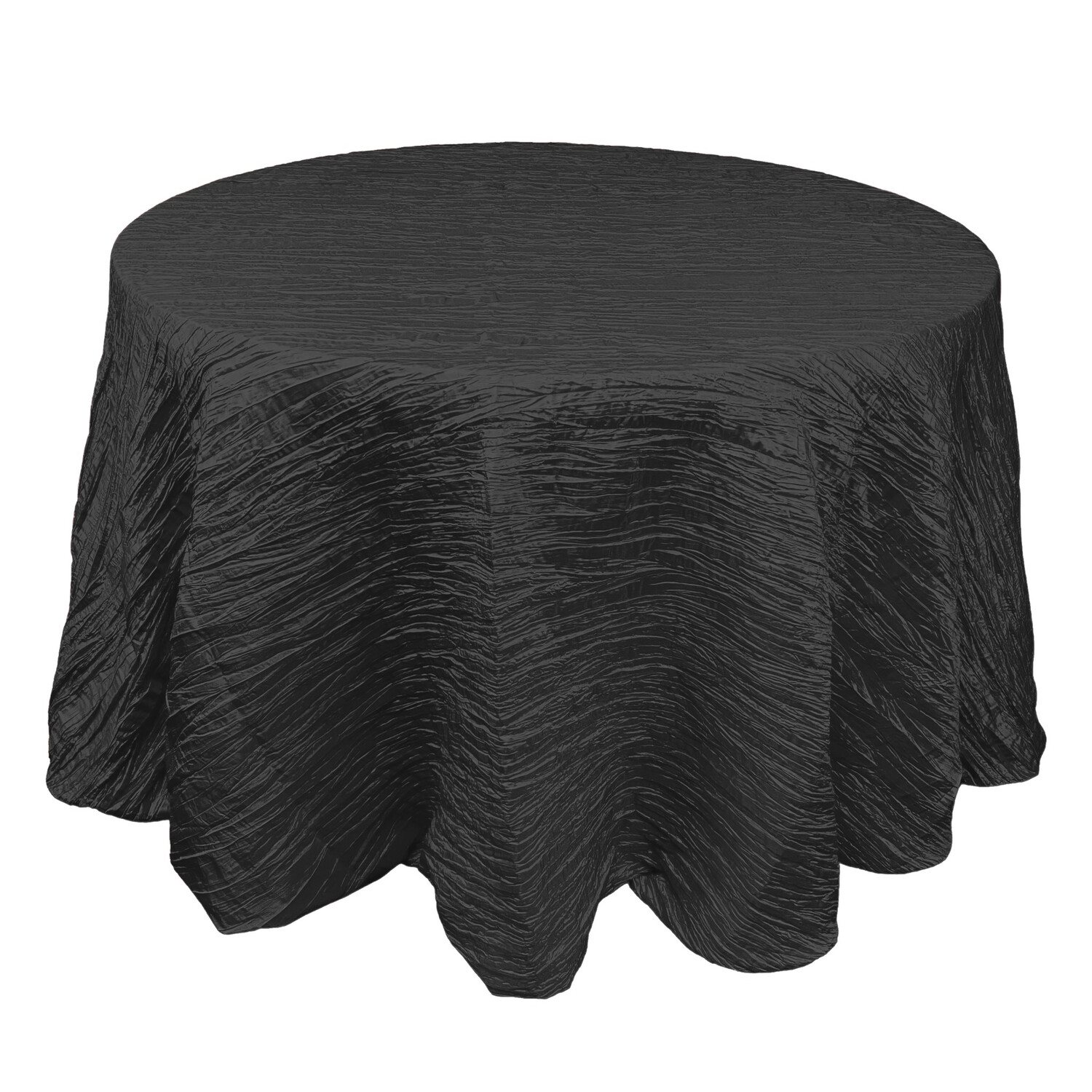 Black Crinkle Taffeta Linens Show Now Tablecloth Rental AM Linen