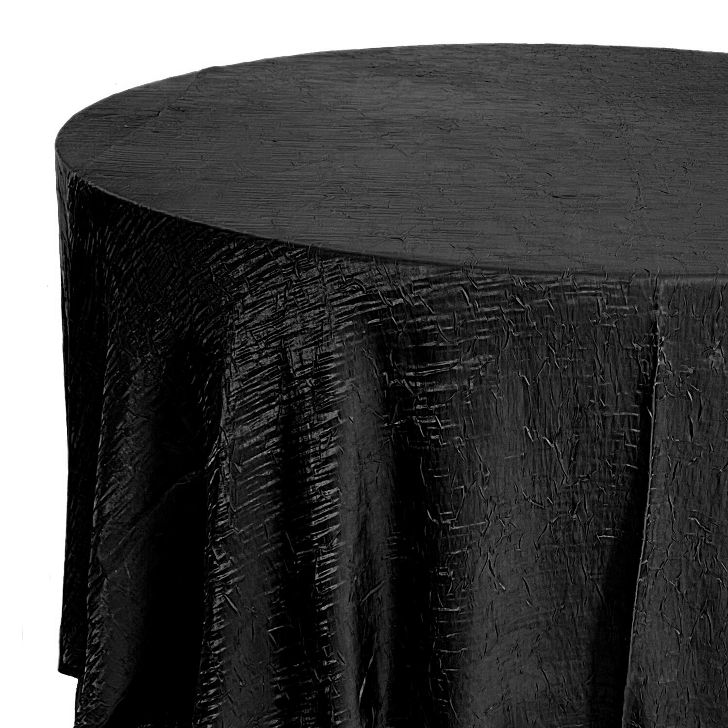 Black Crushed Iridescent Satin Tablecloth Rental AM Linen Rental