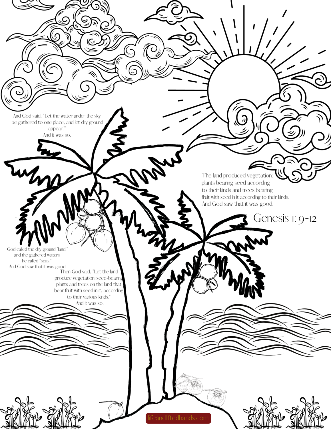 Genesis Creation Coloring Page – lifeandliftedhands.com – My life. My