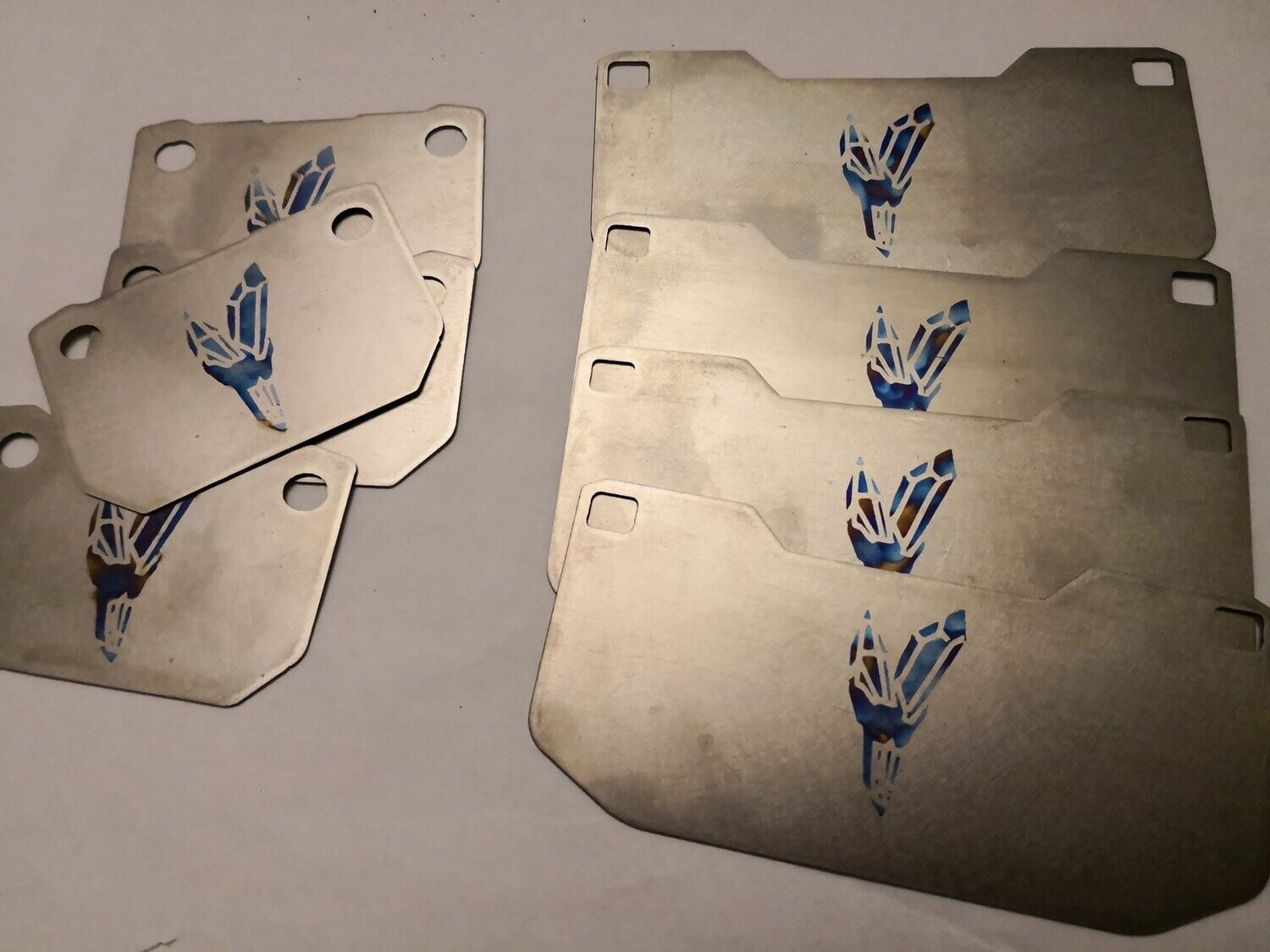 Titanium brake pad shims for Subaru WRX / STi GC8, GDA 4 pot Sumitomo